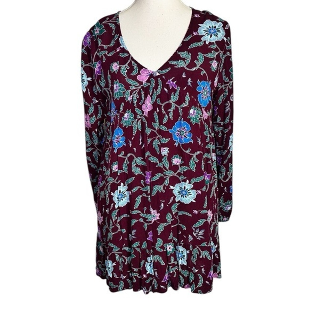 Love Riche Purple Floral Long Sleeve Tunic